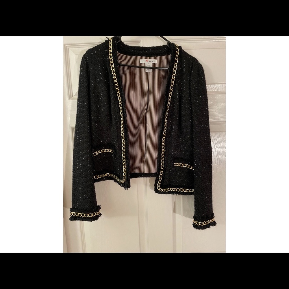 WD.NY Classic tweed inspired black and gold blazer